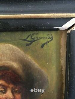 Old Oil Painting On 19th Century Portrait Panel Signed To Identify