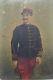 Old Oil Painting On Panel Photo Portrait Man Officer Military 19th