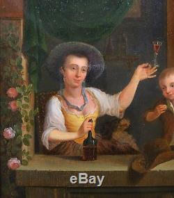 Old Oil Painting On Wood Dutch School 18th Century