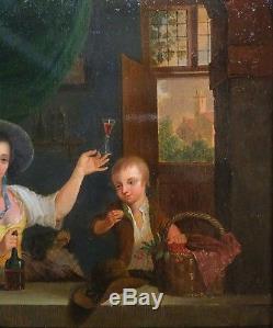 Old Oil Painting On Wood Dutch School 18th Century