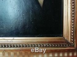 Old Oil Painting On Wooden Panel Portrait Of A Gold Painting In Nineteenth