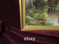 Old Oil Painting by the French Barbizon School, Brittany Normandy, 19th Century