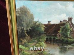 Old Oil Painting by the French Barbizon School, Brittany Normandy, 19th Century