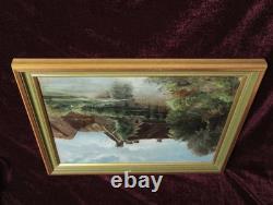 Old Oil Painting by the French Barbizon School, Brittany Normandy, 19th Century