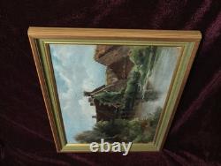 Old Oil Painting by the French Barbizon School, Brittany Normandy, 19th Century