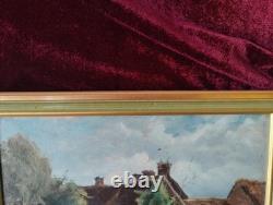 Old Oil Painting by the French Barbizon School, Brittany Normandy, 19th Century