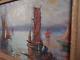 Old Oil Painting Of Marine Seaside Tableau In Saint Tropez Boats Sailboats