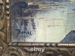 Old Oil Painting on Canvas of a Deer in the Woods Signed Thomas