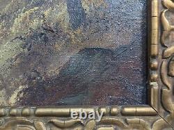 Old Oil Painting on Canvas of a Deer in the Woods Signed Thomas
