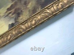 Old Oil Painting on Canvas of a Deer in the Woods Signed Thomas