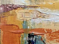 Old Oil Painting on Wood Abstract Cubic Geometric Landscape Roofs Avanos