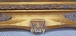 Old Oil Painting on Wood Frame in Resin Signed G Roy Hunting Scene
