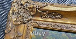 Old Oil Painting on Wood Frame in Resin Signed G Roy Hunting Scene