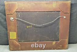 Old Oil Painting on Wood Frame in Resin Signed G Roy Hunting Scene