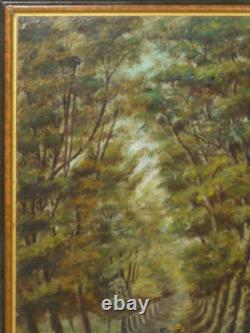 Old Oil Painting on Wood Panel Signed Landscape Underwood Framed