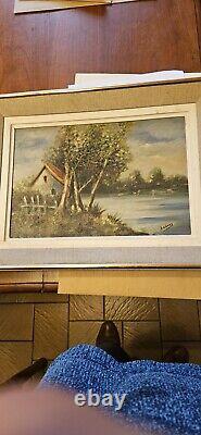 Old Oil Painting on Wood Panel by Louis Andrey Original Work