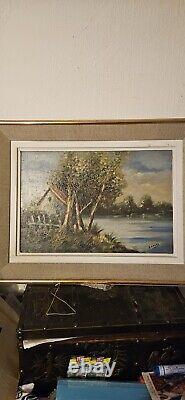 Old Oil Painting on Wood Panel by Louis Andrey Original Work