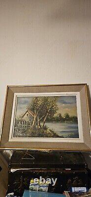 Old Oil Painting on Wood Panel by Louis Andrey Original Work