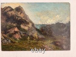 Old Oil Painting on Wood Panel by P. Reynaud, Post-Impressionist Landscape
