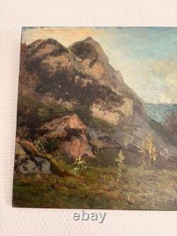 Old Oil Painting on Wood Panel by P. Reynaud, Post-Impressionist Landscape