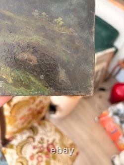 Old Oil Painting on Wood Panel by P. Reynaud, Post-Impressionist Landscape