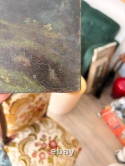 Old Oil Painting on Wood Panel by P. Reynaud, Post-Impressionist Landscape