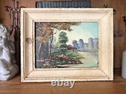 Old Oil Painting on Wooden Panel by Louis Andrey Original Work