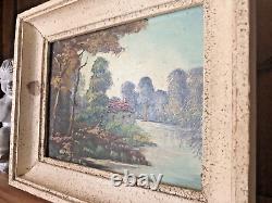 Old Oil Painting on Wooden Panel by Louis Andrey Original Work