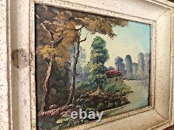 Old Oil Painting on Wooden Panel by Louis Andrey Original Work