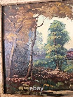 Old Oil Painting on Wooden Panel by Louis Andrey Original Work