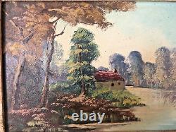 Old Oil Painting on Wooden Panel by Louis Andrey Original Work