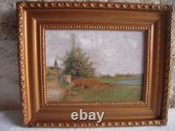 Old Oil on Wood Animated Landscape Barbizon School
