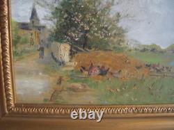 Old Oil on Wood Animated Landscape Barbizon School