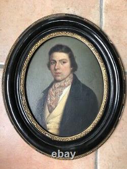 Old Oil/panel Portrait Dandy 19th Old Painting