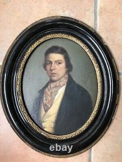 Old Oil/panel Portrait Dandy 19th Old Painting