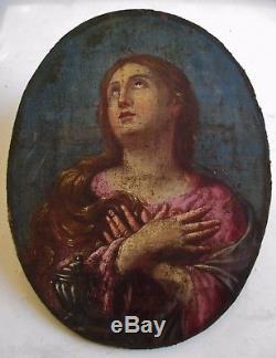 Old Oval Painting Oil Painting 18th Century Portrait Woman, Holy Religion
