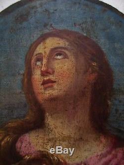 Old Oval Painting Oil Painting 18th Century Portrait Woman, Holy Religion