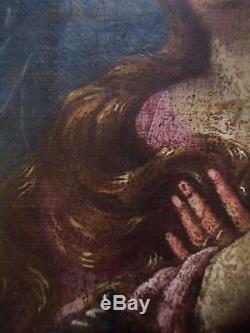 Old Oval Painting Oil Painting 18th Century Portrait Woman, Holy Religion