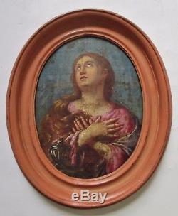 Old Oval Painting Oil Painting 18th Century Portrait Woman, Religion