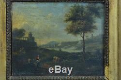 Old Painting Animated Landscape River View Of Italy 18th Marseille Hsp