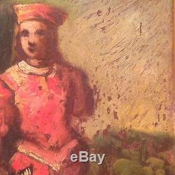 Old Painting French School Nineteenth Portrait Page Greyhound Oil