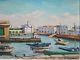 Old Painting Hsp Port Of Algiers Orientalism Signed Emile Bou (1908-1989)