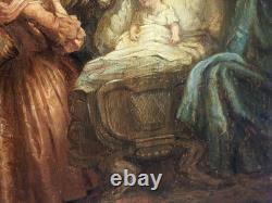 Old Painting. Interior Scene. Oil on Wood Panel Signed