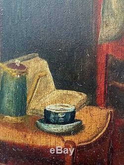 Old Painting Interior Scene Painting Oil Antique Oil Painting
