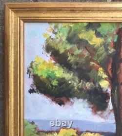 Old Painting Oil Albert Arnaud 20th Century Beach Tree Marine Noirmoutier France