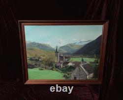 Old Painting Oil Barbizon School Attributed 19th Century Mountain Church Pyrenees