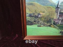 Old Painting Oil Barbizon School Attributed 19th Century Mountain Church Pyrenees