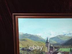 Old Painting Oil Barbizon School Attributed 19th Century Mountain Church Pyrenees