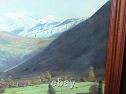 Old Painting Oil Barbizon School Attributed 19th Century Mountain Church Pyrenees