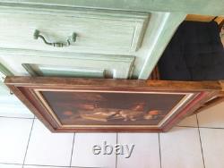 Old Painting Oil Canvas HST French School Rabbit Hare Fruit Baroque XIX